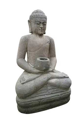 Product image of the product “Seated Buddha, Indian Style with vessel, in the sizes from 60cm to 200cm, Natural finish ”